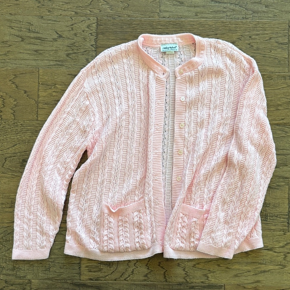 Vintage Pastel Pink Knit Cardigan